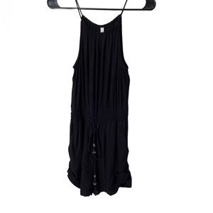 Seafolly Black One Piece Shorts Romper with Tie at Waist